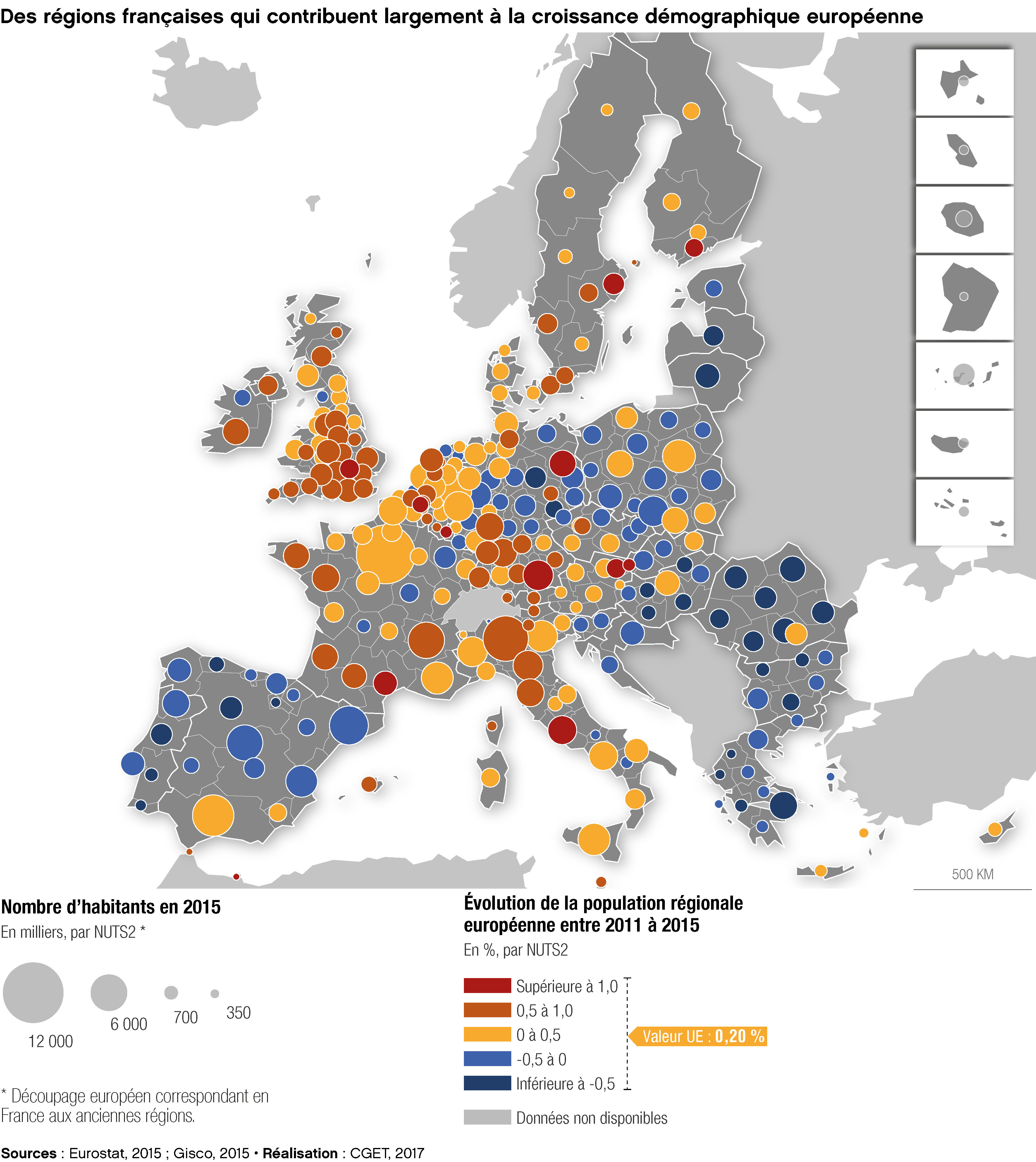 2017 - DynPop - Croissance démographique européenne entre 2011 et 2015