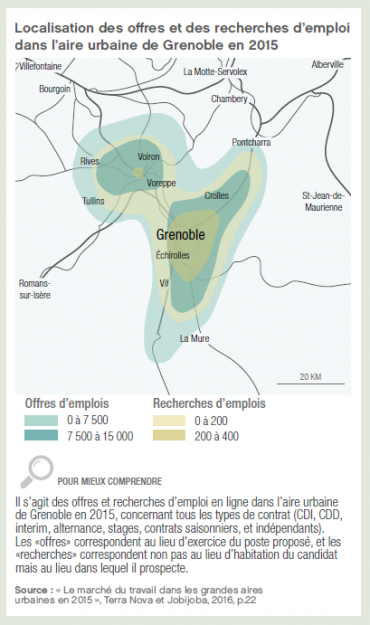 2016 - Rapport - Localisation des offres et des recherches d'emploi dans l'aire urbaine de Grenoble en 2015